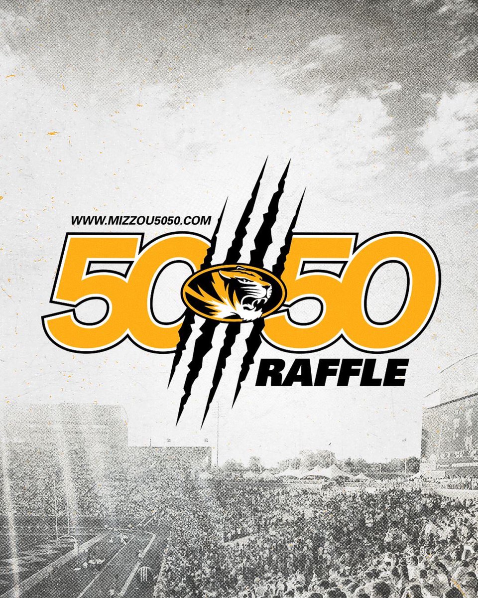 Half for you, half for the Tiger Scholarship Fund.
Grab your 50/50 Raffle tickets at the homecoming game and make a difference for Mizzou student athletes! #MIZ #ETTB <a href="/mizzouathletics/">Mizzou Athletics</a>