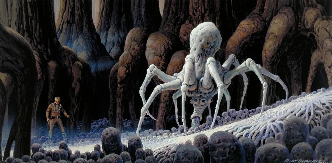 SWotter66's tweet photo. Empire Strikes Back Concept Art by Ralph McQuarrie. Mando fans might recognise this creature too! #starwars #mandolorian https://t.co/gTVfJH2uhH
