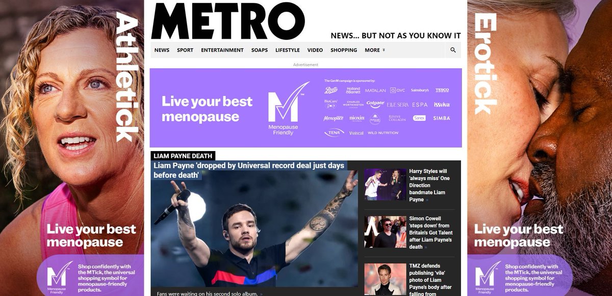 An important campaign in <a href="/MetroUK/">Metro</a> today! 💗

The wrap and takeover for <a href="/genm/">GenM</a>, a collective committed to Menopause awareness, promotes The MTick - the world’s first universal shopping symbol to signpost menopause-friendly products and services!️ 

#menopause #WeAreGenM #media