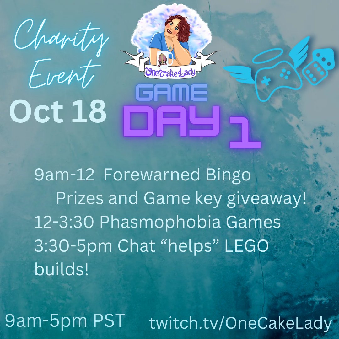 OneCakeLady's tweet photo. ๐ Day 1 of my 3-day charity event kicks off today! ๐ฎ Join me for some epic Forewarned Bingo and a thrilling round of Phasmo with a @CMNatUCDavis staff member. Letโs raise funds for @ExtraLife4Kids and make a difference together! ๐ #GiveBackGameOn
https://t.co/PXOSZ7Tjsz https://t.co/tlP2v515NV