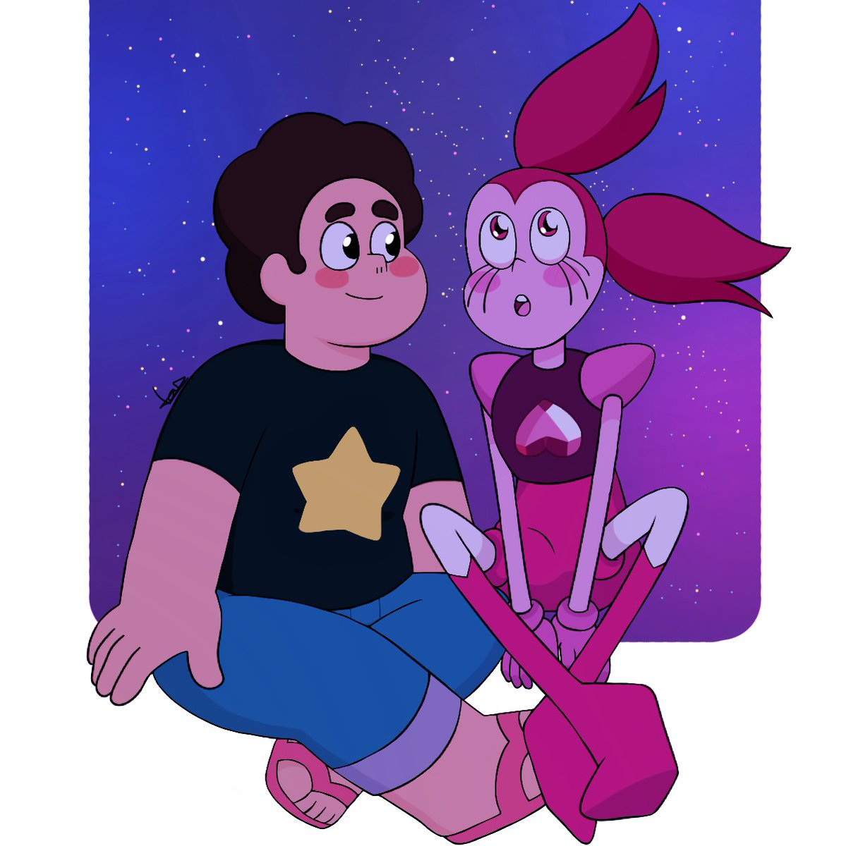OpalTash's tweet photo. Star gazing ⭐️✨#stevinel #StevenUniverse #art #drawing #digitalart #artist #illustration #spinel #stevenquartzuniverse #spiven #stevenxspinel #cartoon #dibujo https://t.co/jHyN4slESH