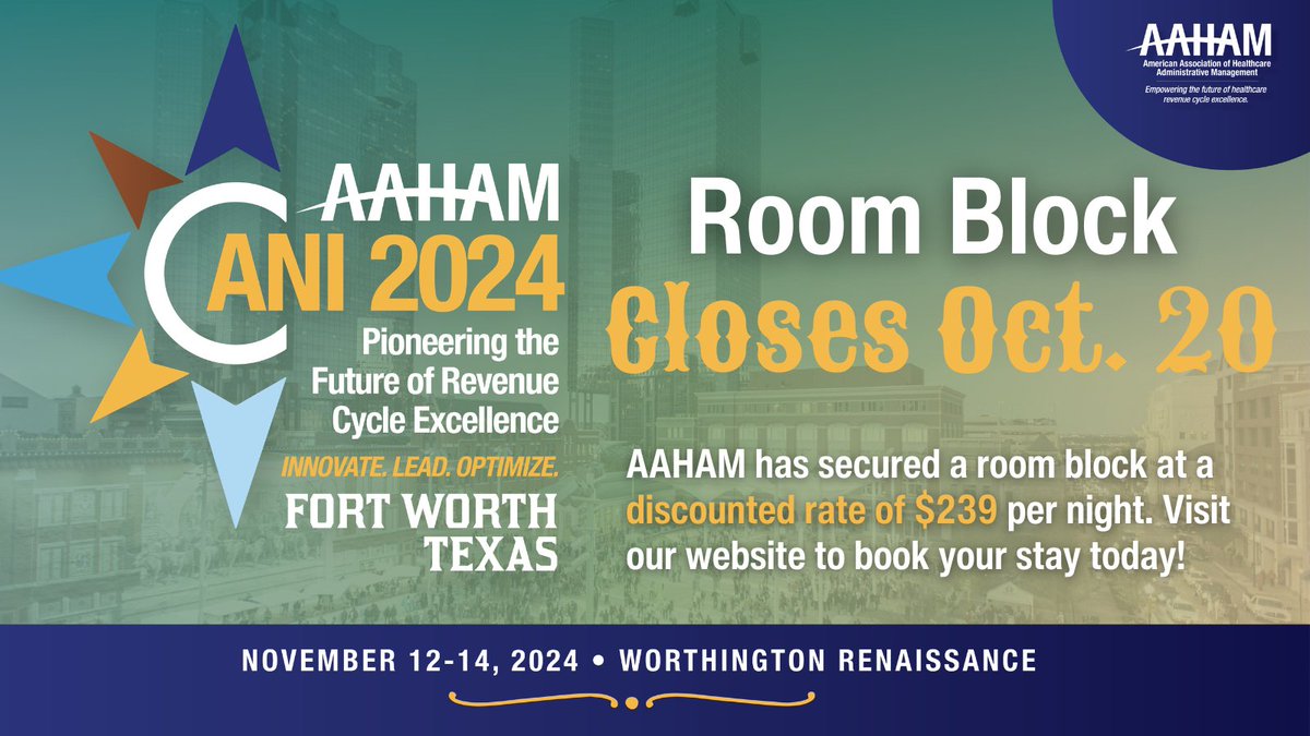Secure your spot with "suite" perks! If you register for #ANI2024 now and reserve your stay at the Worthington Renaissance Hotel, you'll be entered into a drawing for a free suite upgrade and a Taste of Fort Worth welcome basket! 

Register before 10/20 👉 aaham.org/events/registe…