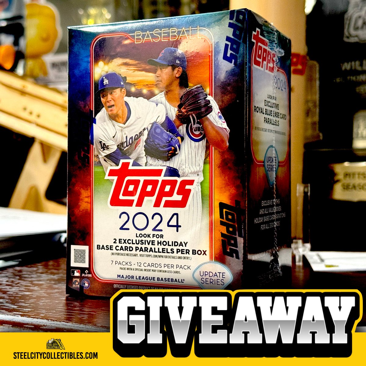 SCCTradingCards's tweet image. 🚨 GIVEAWAY 🚨

RETWEET, LIKE, &amp;amp; FOLLOW @SCCTradingCards for your chance to win this 2024 Topps Update Series Baseball Blaster Box!

Want additional entries? Get one extra entry for each friend you tag (they must be following you)!

Must be following! Winner picked Monday 🥳