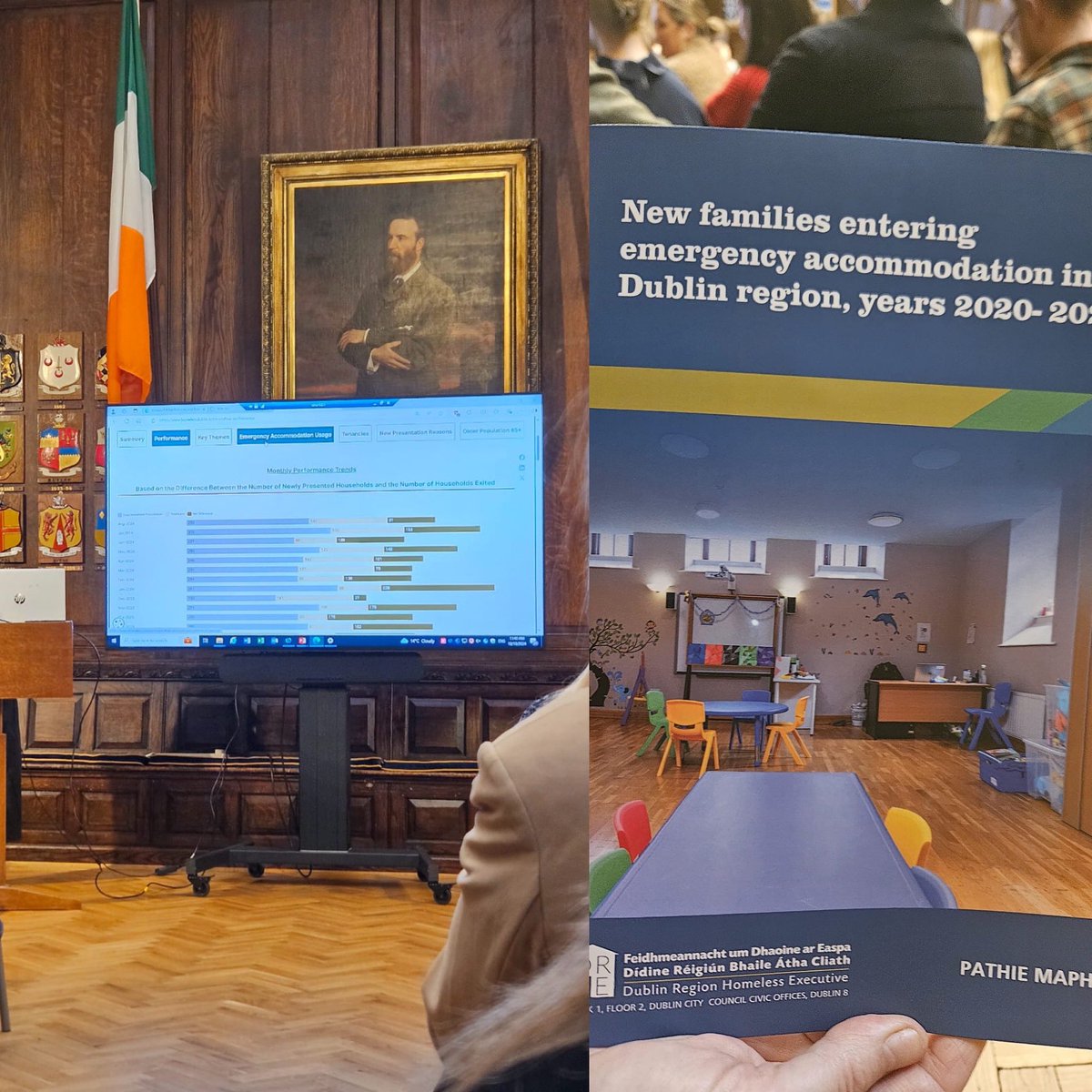 Our colleagues Norma and Niamh attended a DRHE event today in the Mansion House to discuss New families entering emergency accommodation in the Dublin region. Mary Hayes, the director of the DRHE spoke at the event. Thank you for having us today.
