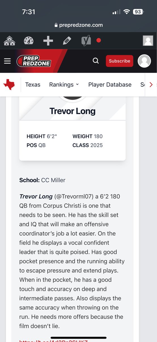 🚨<a href="/Trevorml07/">Trevor Long</a> 🚨
Of <a href="/MillerBucNation/">CC Roy Miller HS Football</a> 

<a href="/2MGE_/">𝟚𝕄 𝔾𝕣𝕚𝕕𝕚𝕣𝕠𝕟 𝔼𝕧𝕒𝕝𝕦𝕒𝕥𝕚𝕠𝕟𝕤</a> <a href="/PrepRedzoneTX/">Prep Redzone Texas</a> <a href="/ScoutsRadar/">The_Scouts_Radar</a> <a href="/Marchen44/">On Da Marc Sports🏈</a> <a href="/UTRGV_FBRecruit/">UTRGV_FBRecruiting</a> <a href="/HCUFootball/">HCU Football</a> <a href="/TLU_Football/">TLU Football</a> <a href="/TXSTATEFOOTBALL/">Texas State Football</a> <a href="/PSCFootball/">Peru State Football</a> <a href="/CUNEFootball/">CUNE Football</a> <a href="/WesCoomes/">Wes Coomes</a>