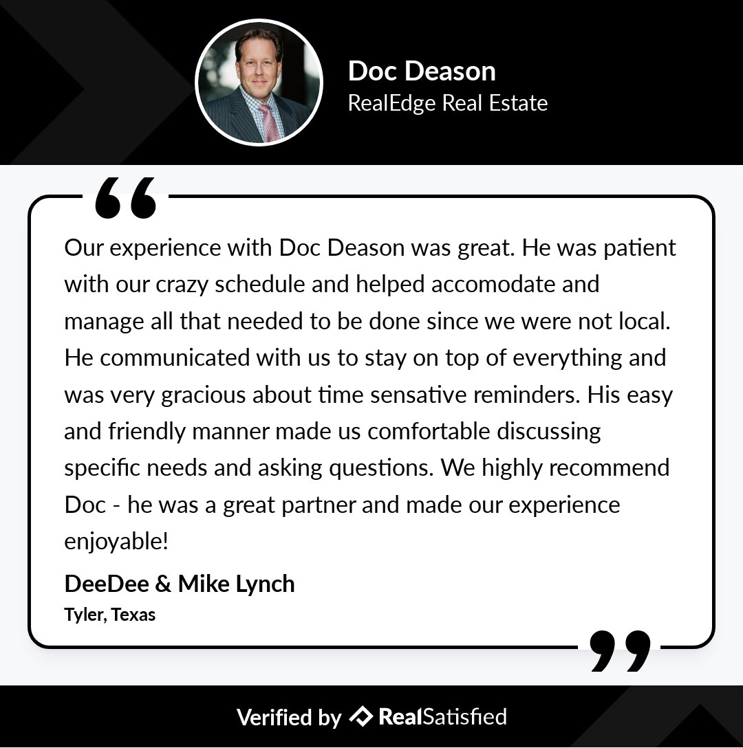 DocDeasonRealty's tweet photo. Nothing feels quite like a satisfied client. https://t.co/6AL2daMvyg via @realsatisfied https://t.co/FW08yfKAKI