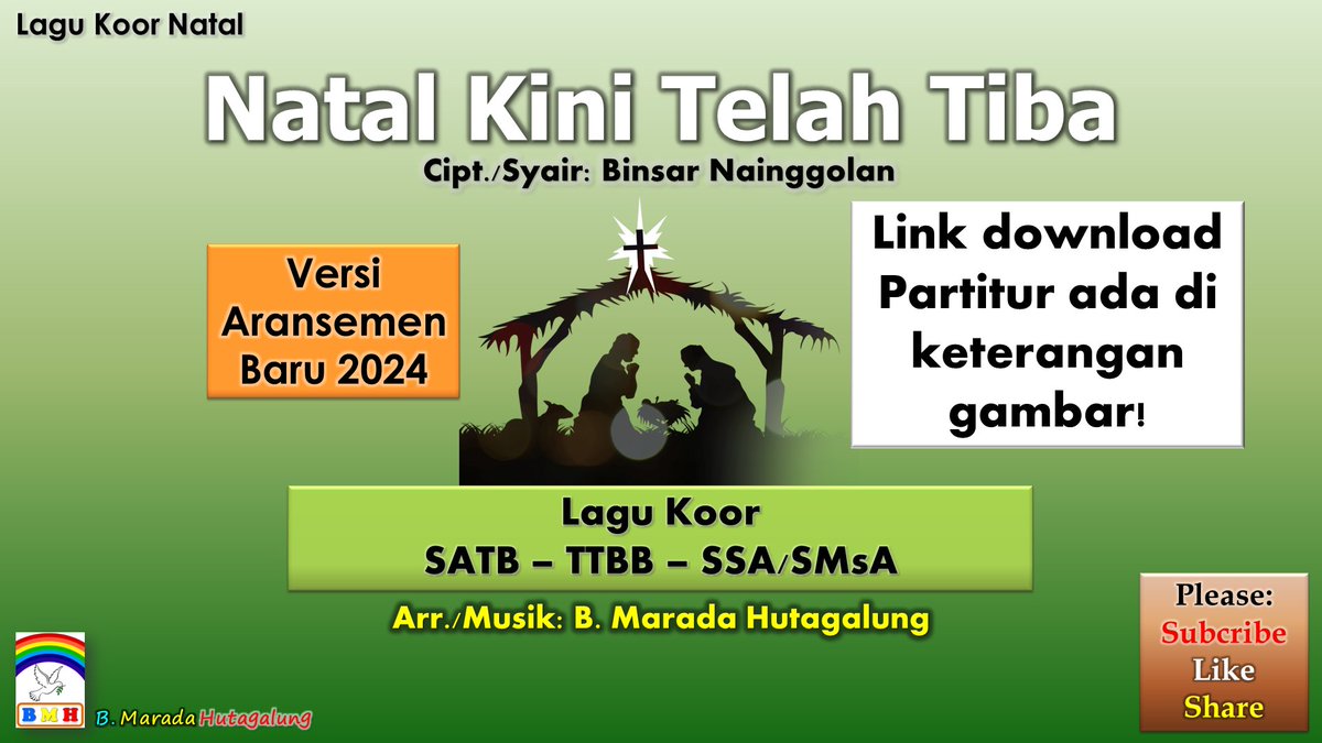 MaradaGv's tweet photo. Koor "Natal Kini Telah Tiba"
Gemende: https://t.co/l2IqFc9a32
Pria: https://t.co/udcnR4PUkJ
Wanita: https://t.co/UkvjkO4Fcc
Keseluruhan: https://t.co/zlZeaU4r2n
Partitur: https://t.co/JLvVkLrTQJ

Syalom. https://t.co/ZZwdAUCakw