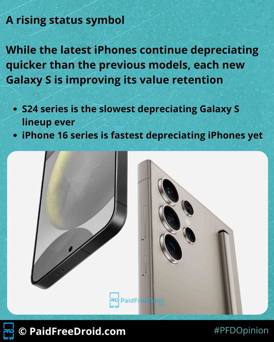 PaidFreeDroid's tweet image. What do you think? Are iPhones still worth the hype, or is the Galaxy S24 the new status symbol?

#techdebate #smartphone #iphone #galaxys #Apple #Samsung #iPhone16ProMax #GalaxyS24Ultra