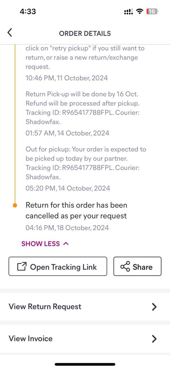 anuphunk's tweet photo. @meesho_support @meesho_support OK so this how you resolve the issue by cancelling the return request without giving even a single call. Wow bravo!! I have not asked to cancel the return request. What type of scam is this? #MeeshoScam
@viditaatrey 
@jagograhakjago https://t.co/6hB3u81Xxd