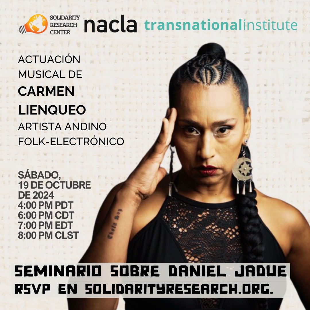 angelenosforall's tweet photo. We are thrilled to be joined by CARMEN LIENQUEO, an Andean folk-electronic musical artist, at Saturday's teach-in on Daniel Jadue &amp; his radical municipalist reforms in Recoleta district of Santiago, Chile. 

Sat, 10/19/24
4 PM PT/6 PM CT/7 PM ET

RSVP at  https://t.co/HI4b984qKo https://t.co/qqz8c9BVMH