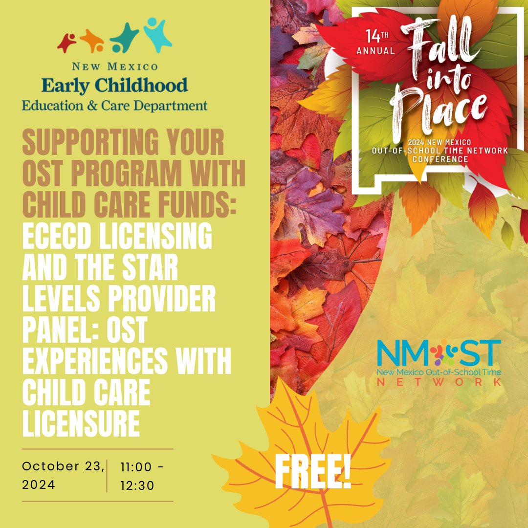 NMOSTNetwork's tweet image. 🍁Fall into Place🍁 is just three days away! Comment below which workshops you'll be attending and if you have Lights On Afterschool plans! Register below: nmost.org/fall-into-plac… #🍁Fall into Place🍁 #FallintoPlace #FiP #ScienceofKindness #ServiceLearning #AfterschoolLicensing