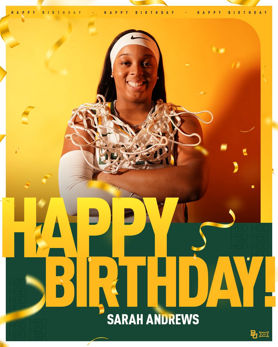 Baylor Women's Basketball (@baylorwbb) on Twitter photo Happy Birthday, Sarah 🎉🥳
#SicEm | #GreaterThan Happy Birthday, Sarah 🎉🥳
#SicEm | #GreaterThan