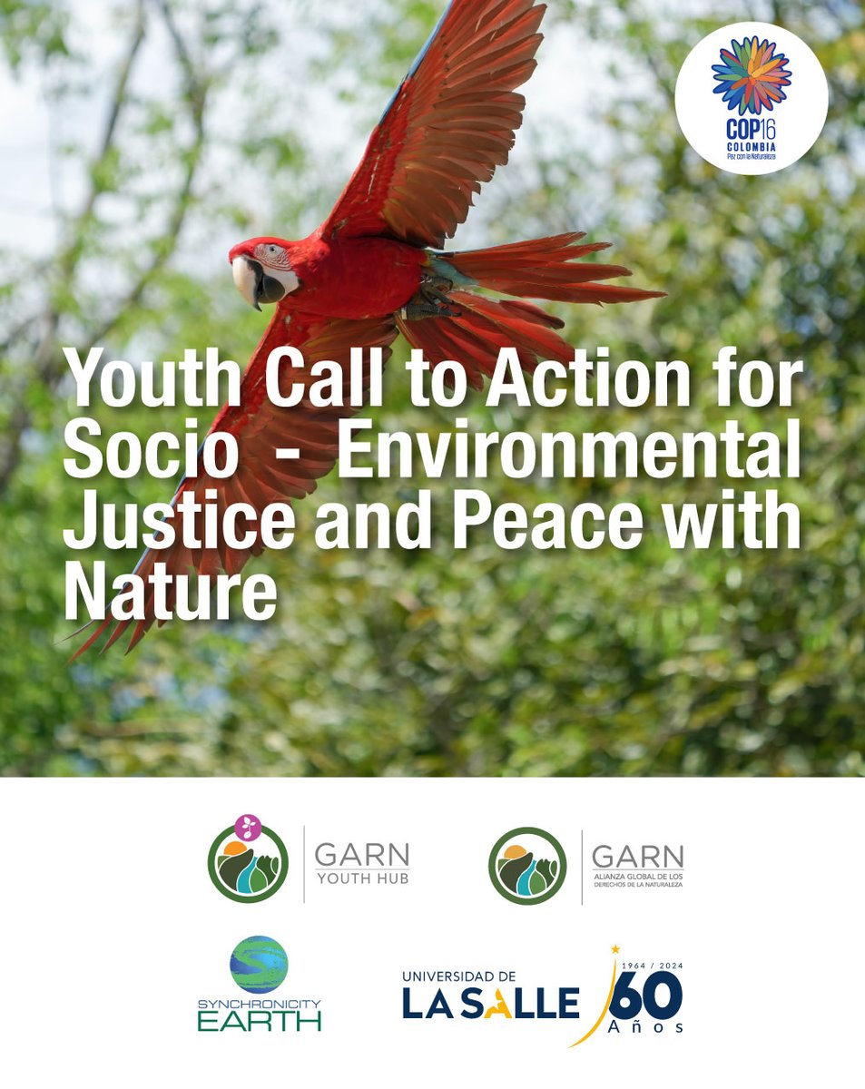 🌍 Youth Call to Action for Socio-environmental Justice and Peace with Nature at #COP16 🌱

📅 Date: Wednesday, October 23, 2024
🕞 Time: 3:30 PM – 5:00 PM
🌱 Green Zone, COP16
👉 RSVP in person or online: garn.org/event/youth-ca… @SynchEarth