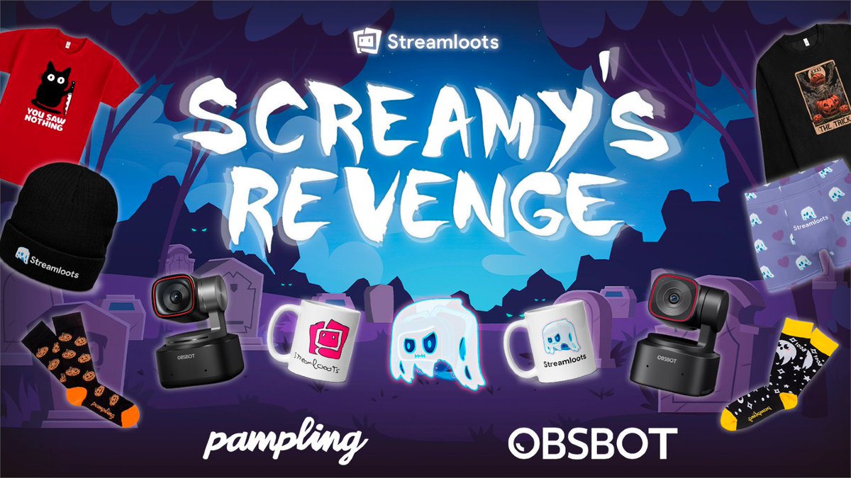 🎃 HALLOWEEN EVENT 2024 👻

Screamy's Revenge is back, where you can win +75 PRIZES, including products from <a href="/OBSBOT_Official/">OBSBOT</a> and <a href="/PamplingNews/">Pampling 👕</a> 😈

Every purchase on Streamloots grants tickets to both the Streamer and the Viewer, which count as entries in the giveaway! 🎟️