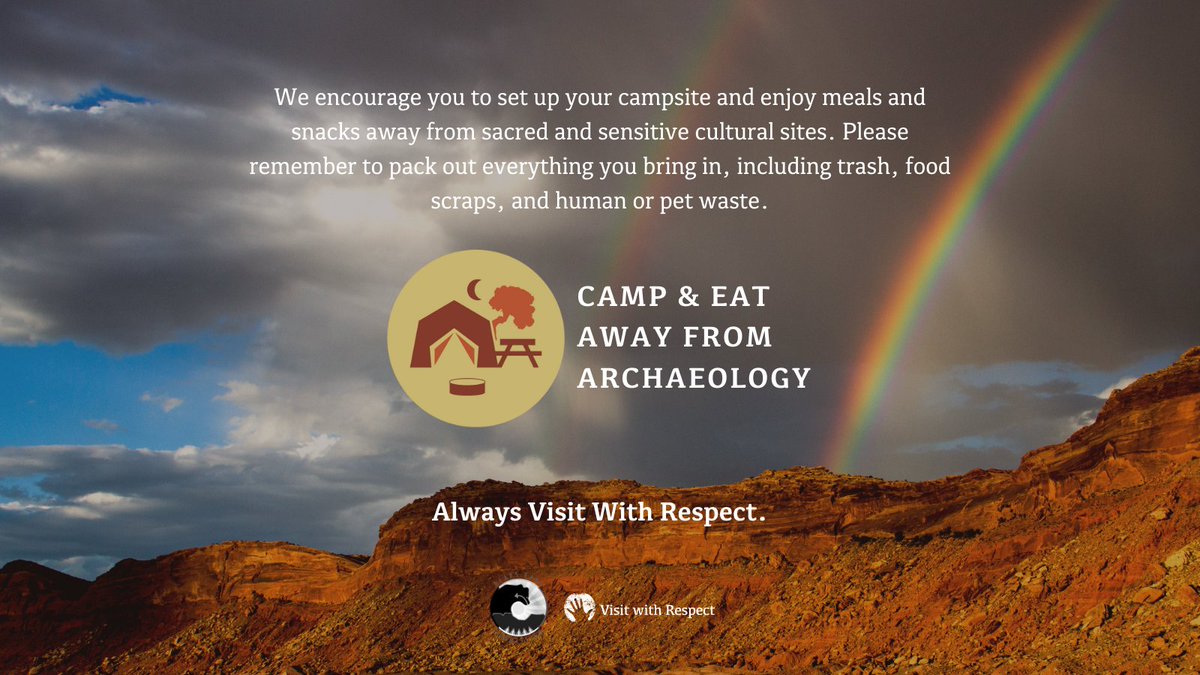 It’s important to respect the sanctity of these spaces by camping &amp; eating at a safe distance from archaeological sites in the Bears Ears region. Many Tribes &amp; Pueblos believe their ancestors’ spirits still reside in these areas. Remember to pack out trash &amp; waste. 🌎️