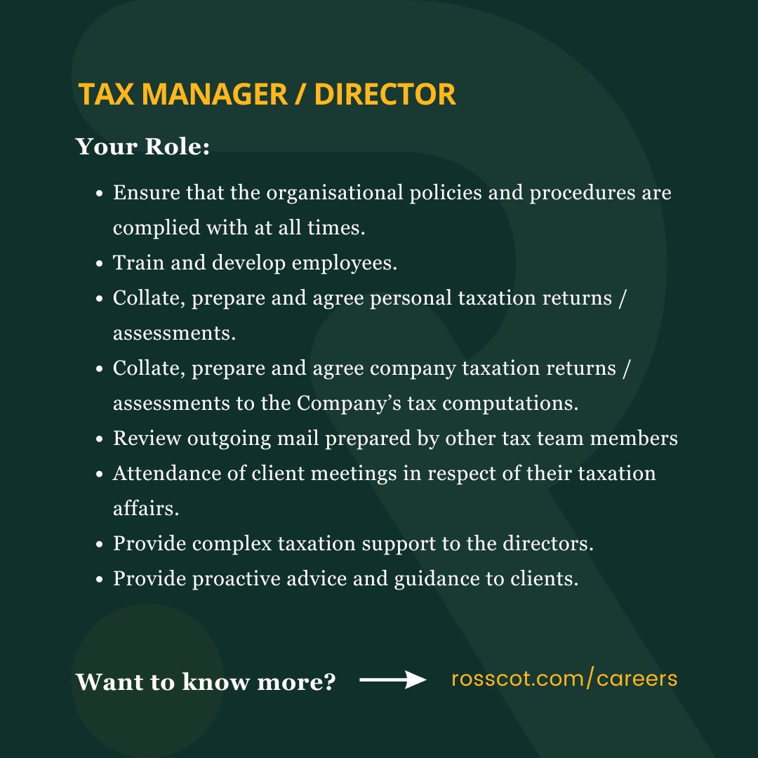 RosscotJSY's tweet image. 📢 We’re Hiring! Tax Director Position Available 📊 Ready to lead and make an impact? Visit rosscot.com/careers 🚀 #TaxDirector #JoinOurTeam #RosscotCareers #JoinOurTeam #RosscotJersey #JerseyCI #JerseyAccountants #JerseyBusiness #JobsInJersey #JerseyRecruitment