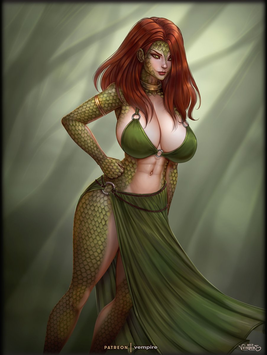 Lahna - green lamia, for Narmina over Patreon.