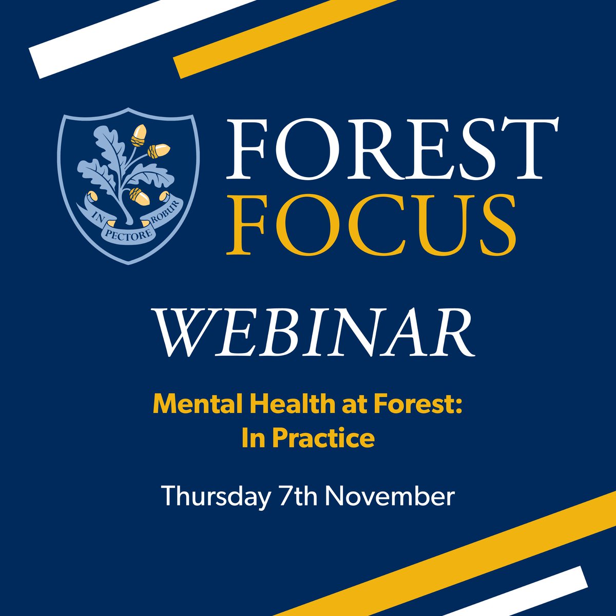 🧠 Want to learn more about Mental Health at Forest? Join us for our next webinar!

Led by Jeff Kayne, Deputy Head Safeguarding, it'll take place at 6pm, 7th Nov.

The session is free to join, so all you need to do is head over to our Youtube and tune in!
youtube.com/watch?v=P-G3tn…