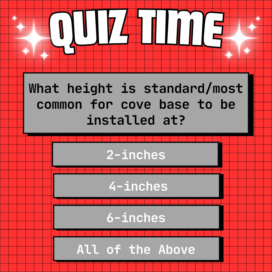 Do you know the answer?

Comment your guess!

#trivia #quiz #knowledge #resinousflooring #epoxy #urethane #polishedconcrete #covebase #minnesota #wisconsin #iowa #southdakota #northdakota #bestguess #concrete #concretecoating #flooring