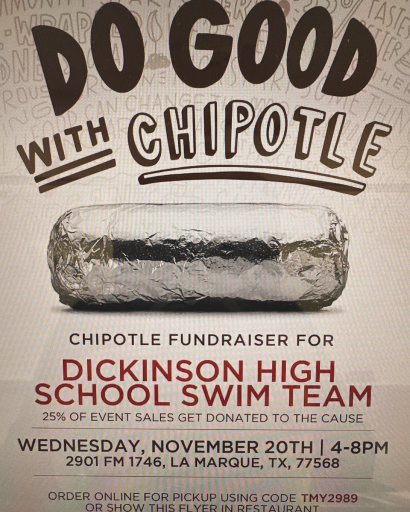 DISDGatorSwim's tweet photo. Hungry? We got you! 🌯🌯🌯
Feed the fam while supporting your favorite Gator swimmers! 🏊🏼‍♀️🏊🏽‍♂️
#DoGood #Chipotle #GatorSwim #FeedTheGators🐊💙 @ChipotleTweets https://t.co/KUWoBotBtZ