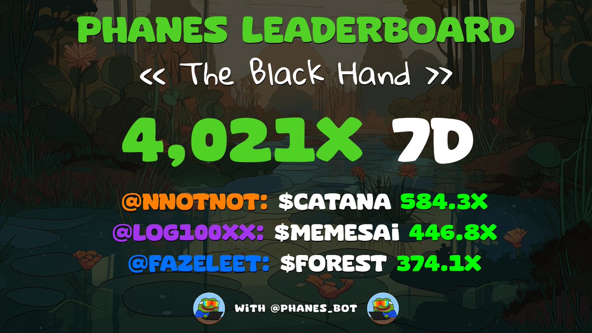 The Greatest 7 day leaderboard on Solana 🐦‍⬛

Shoutout to <a href="/thereal1127/">The Real 🔮</a> <a href="/Log100x/">Log</a> <a href="/leetconviction/">leet</a>