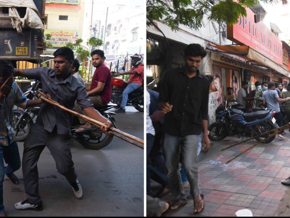 Kompella_MLatha's tweet photo. My heart bleeds to witness the brutal attack by Telangana police on the aspiring Group 1 students in Ashok Nagar, Hyderabad. BJP stands firmly with the students and will fight relentlessly until the exams are rescheduled. We vehemently condemn the police's savage lathi charge on the Group 1 aspirants. The voices of students cannot be silenced with your lathis!
@RahulGandhi @revanth_anumula , is this your idea of “Thaka Tak” and “Mohabbat ki Dukaan”? Is beating up girl students part of the six guarantees promised by your government?

@narendramodi @AmitShah @kishanreddybjp @bandisanjay_bjp @drlaxmanbjp 
#RevanthMustResign #JusticeForStudents #BJPStandsWithStudents