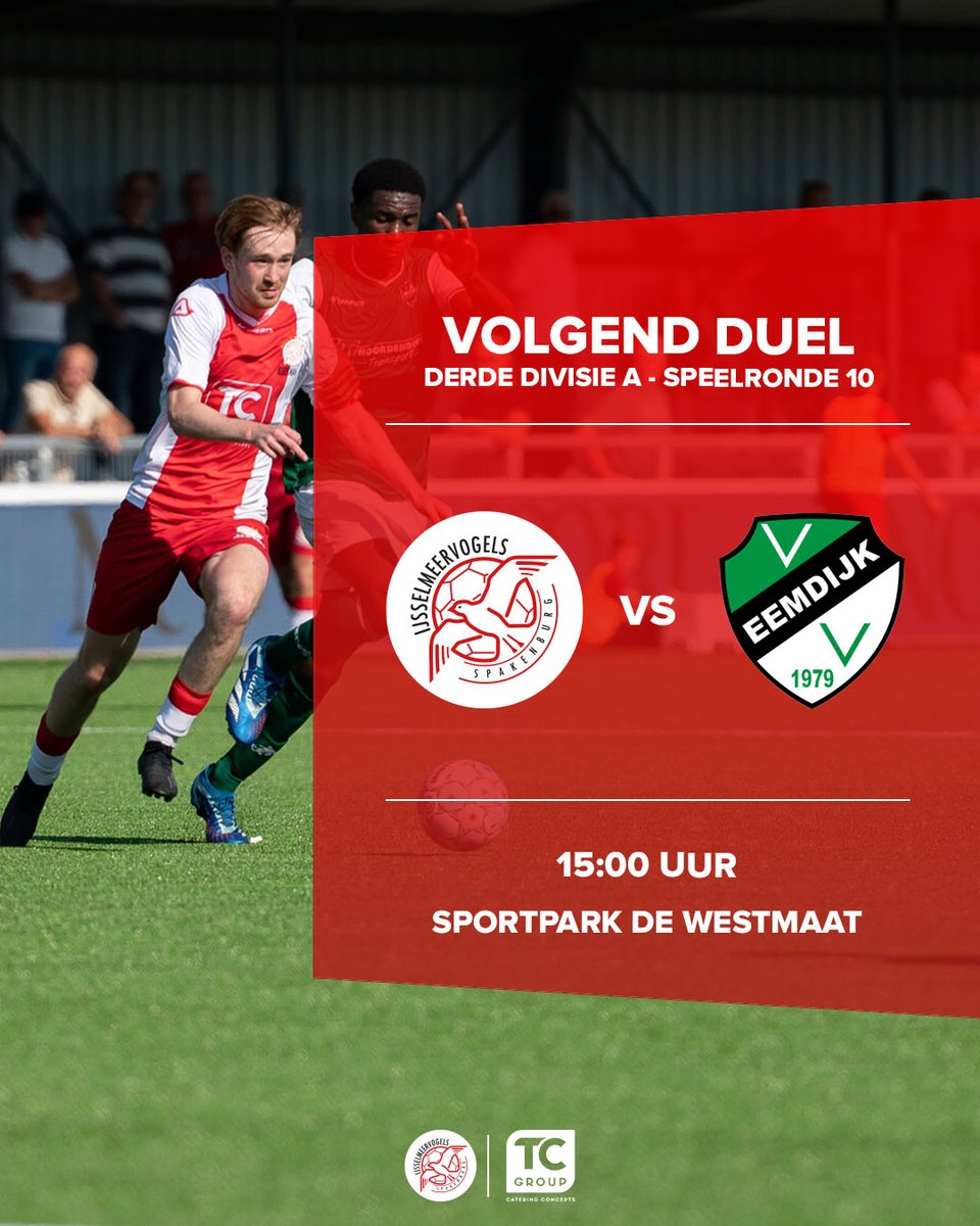 VVIJV's tweet photo. ⚪️🔴⚪️ 𝐌𝐀𝐓𝐂𝐇𝐃𝐀𝐘 ⚪️🔴⚪️
Vanmiddag is de Derde Divisie Derby aan de rode zijde van De Westmaat.
Weten we deze keer te winnen van plaatsgenoot Eemdijk en houden we aansluiting bij koploper DOVO?
⚔️ @VVIJV - @VVEemdijk
✍️ https://t.co/ftoixxbb2h
#⃣ #IJSEEM https://t.co/JwxhRqD00Q