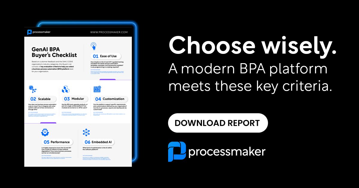processmaker's tweet image. Ready to find the perfect GenAI BPA solution and supercharge your business's operational efficiency? Of course you are!

Download our BPA Buyer’s Checklist to get started: processmaker.com/landing/gen-ai…

#businessprocessautomation