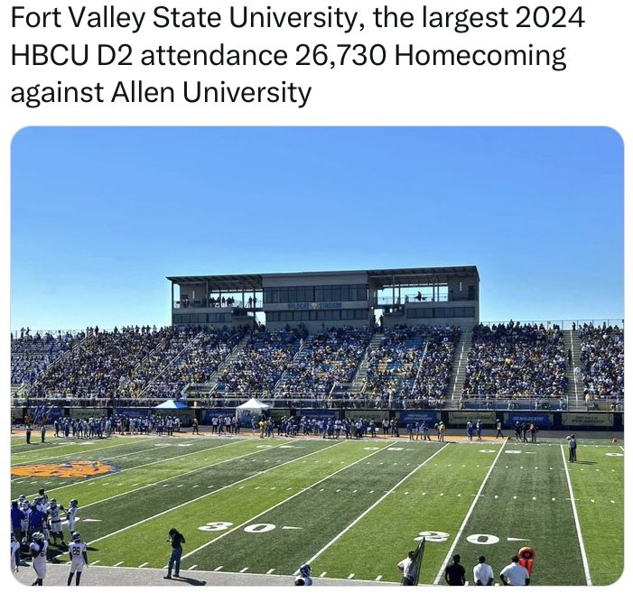 blackcollegenc's tweet photo. #ICYMI - Beautiful atmosphere at Fort Valley State’s Homecoming Football game last weekend! 

🏈🏈🏈 

#fortvalleystateuniversity #fvsuwildcats #blackcollegefootball #hbcuhomecomings #blackcollegenc #blackcollegenationalchampionship https://t.co/hjRDhnCxI0