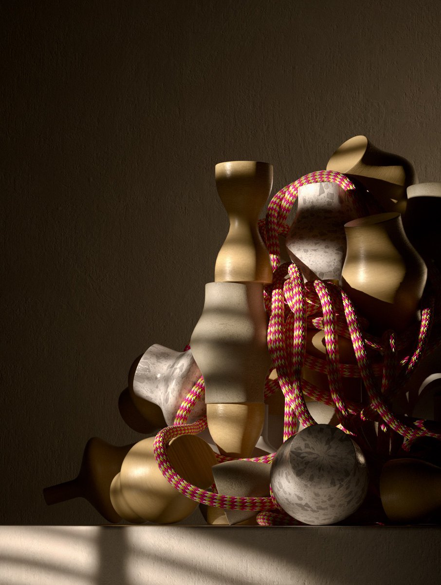 JacekJaniczak's tweet image. 3D abstract shapes meet organic rope forms, bathed in warm sunlight and smooth shadows. ☀️✨ Exploring the blend of hard and soft elements in a digital playground. #3DArt #AbstractDesign #DigitalArt #Cinema4D #Plasticity3D #MotionDesign #VisualArt