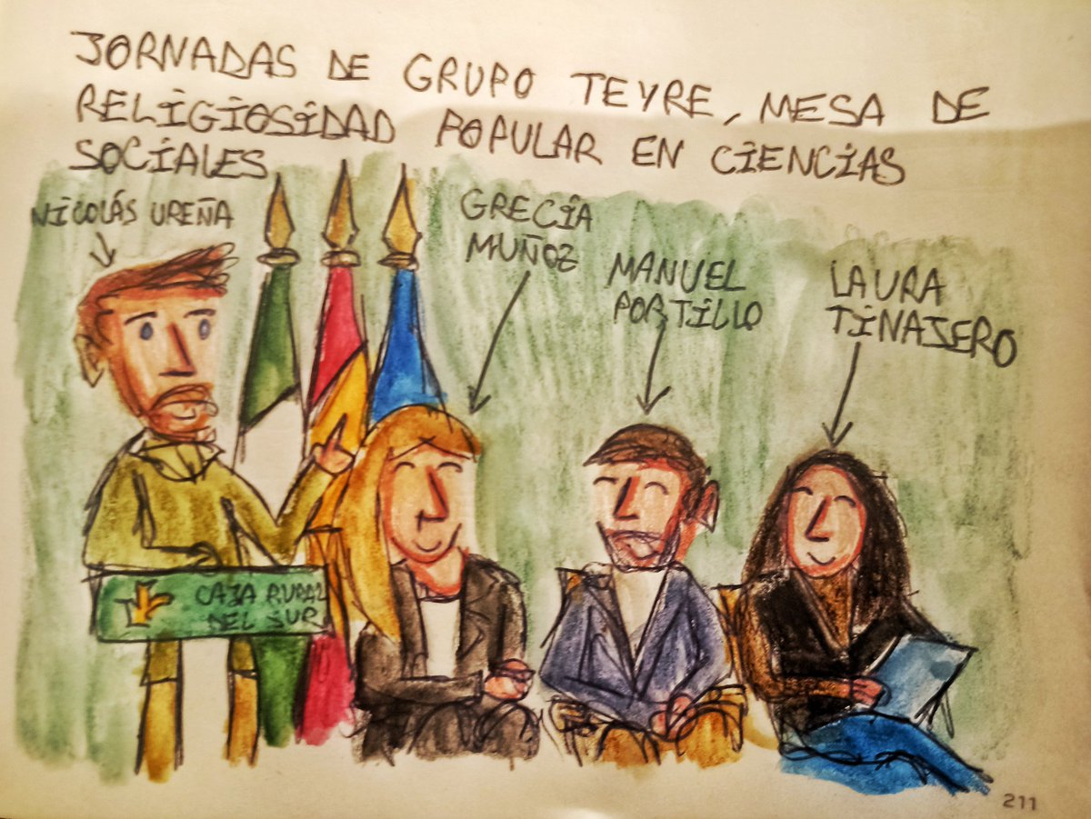 Ya estoy en la jornada de <a href="/grupoteyre/">Grupo Teyre</a>, resubo el dibujo que me he confundido etiquetando a ponentes, son <a href="/Gremumal/">Grecia ۞ - Memoria & Yerbabuena</a> , <a href="/Manuxtillo/">Manu Portillo</a>, <a href="/laura_tinajero/">Laura Tinajero</a> y Nicolás Ureña.