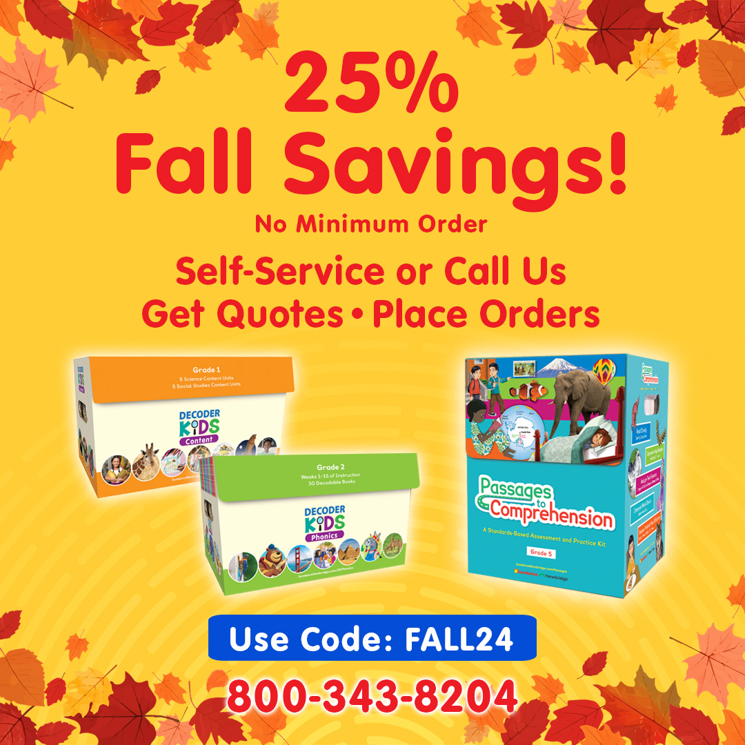 SunNewPub's tweet photo. Get 25% off Your Supplemental Literacy Solutions
Use code FALL24 for 25% off your quote or order! 🛒
1️⃣  Browse &amp; Shop  2️⃣  Apply the code  3️⃣  Request a Quote
Request yours now! https://t.co/ileJ4Vfyf0

#TeacherResources #LiteracySupport #PhonicsInstruction https://t.co/YPNpcxYTCB