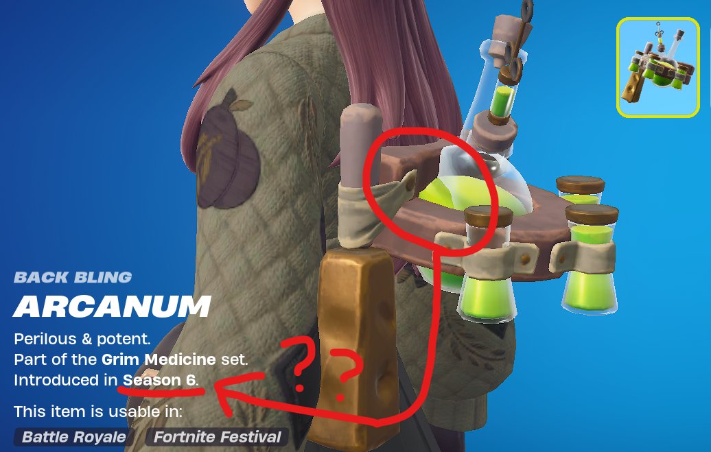 FlopLid's tweet photo. So you're telling me that this backbling's bottle has been like this for 6 years and NO ONE has noticed?? #Fortnite @FortniteGame https://t.co/3a6YQIfbC6