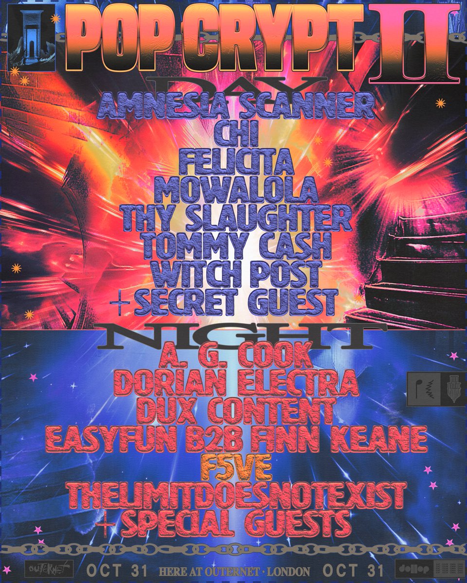 The first special guest to haunt the second crypt

<a href="/f5ve_official/">f5ve</a> *ライブ* at NIGHT

<a href="/here_ldn/">HERE at Outernet</a> London, Oct 31

dollop.tix.to/POPCRYPT