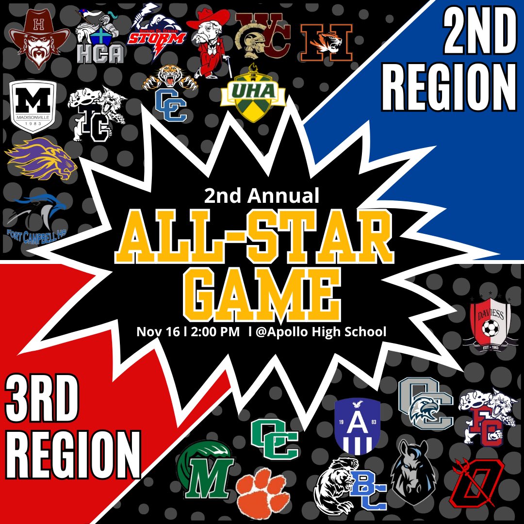 We will be hosting the 2nd annual All-Star Game between the 2nd and 3rd regions at Apollo on Saturday, November 16th at 2:00pm. Join us for this showcase of  some great high school talent!
