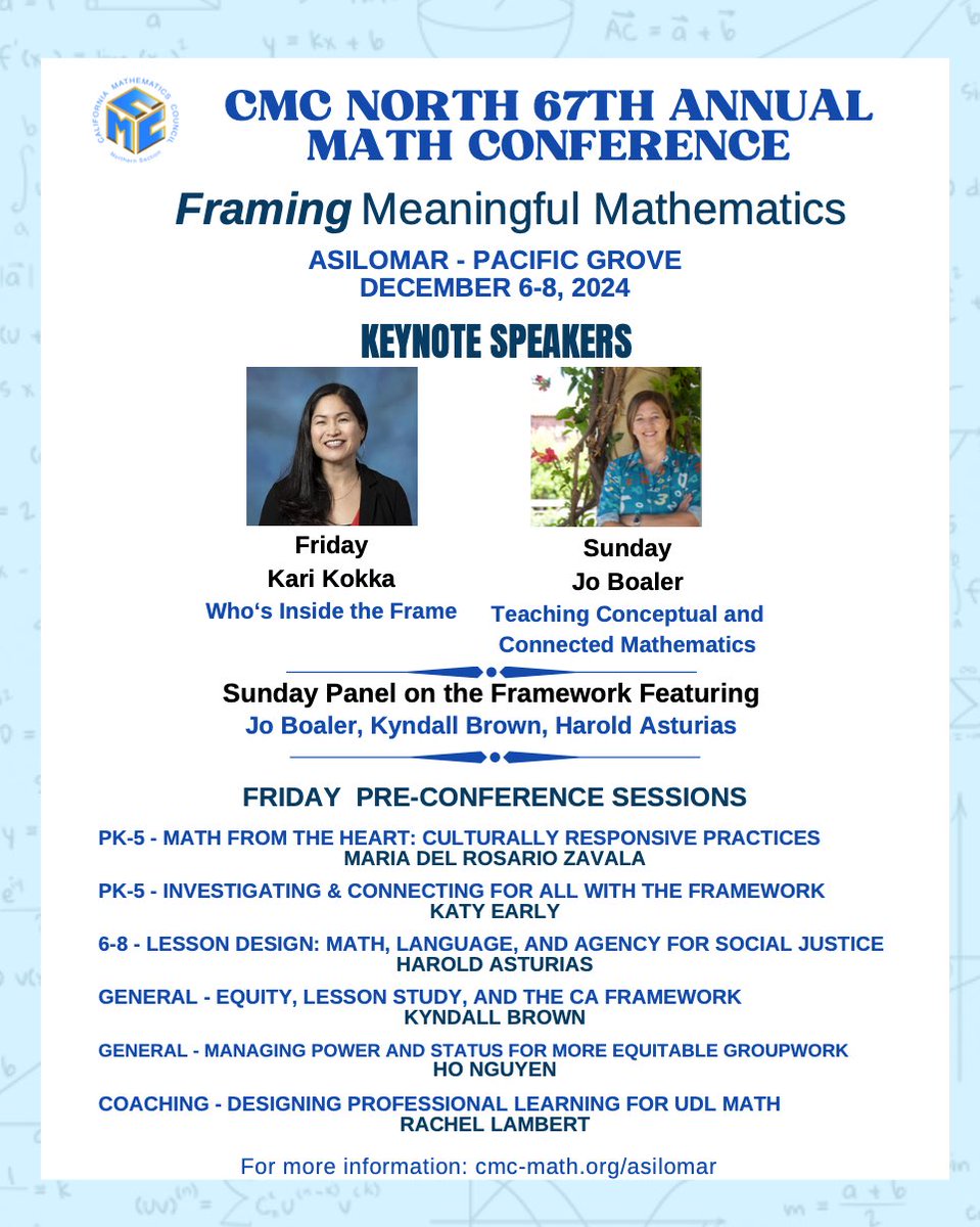CMC supports math teachers and leaders across CA💙 Have you registered for CMC-North Dec 6-8? #cmcmath #mtbos <a href="/joboaler/">Jo Boaler</a> <a href="/karikokka/">Kari Kokka</a>  web.cvent.com/event/63dc6d24…
