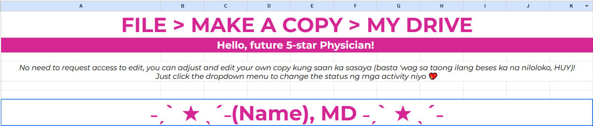 joietoyourworld's tweet photo. STUDY TRACKER 🤠

Magplano tayo para wala tayong backlogs, EMI #1 scam!
Anw, palitan niyo na lang ng mga subj niyo yung nakalagay. Ito lang din kasi gamit ko now :>

PLEASE READ THE FIRST PAGE, MAKE A COPY LANG PLS DON'T REQUEST ACCESS HEHE

Link: https://t.co/HQEnYjz4XB https://t.co/XXsFLRcQso