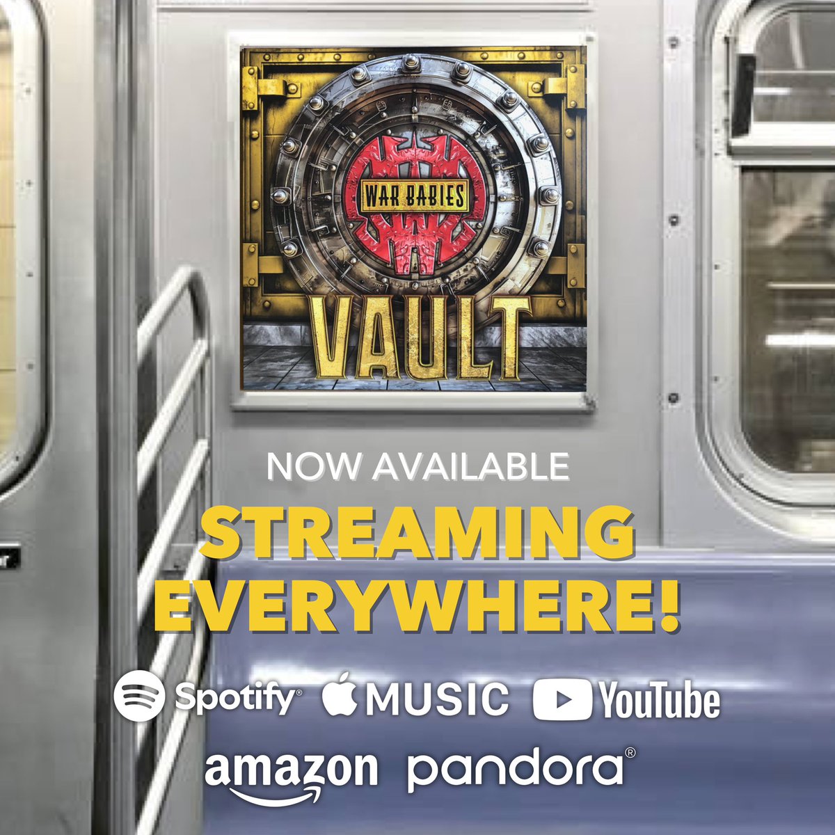 warbabiesvault's tweet photo. Hey babies!  Stoked to share that Vault is now available on these major streaming platforms!   Listen long, listen loud! https://t.co/VZdOP2eajB