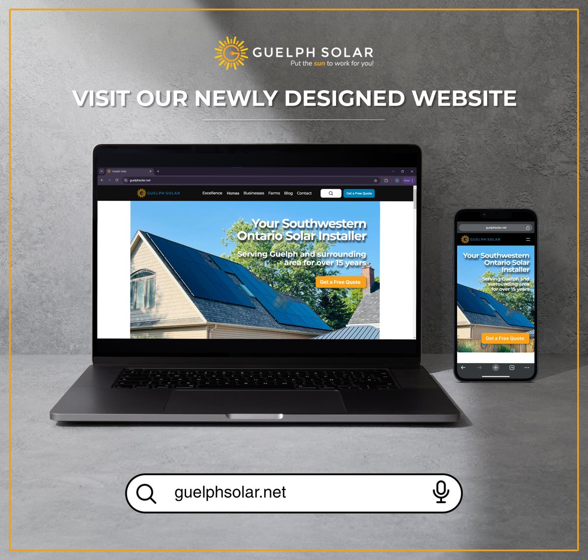 We're excited to launch our new website look! Designed with you in mind, it's now easier than ever to explore sustainable energy solutions and take the first step towards a greener future. 

guelphsolar.net