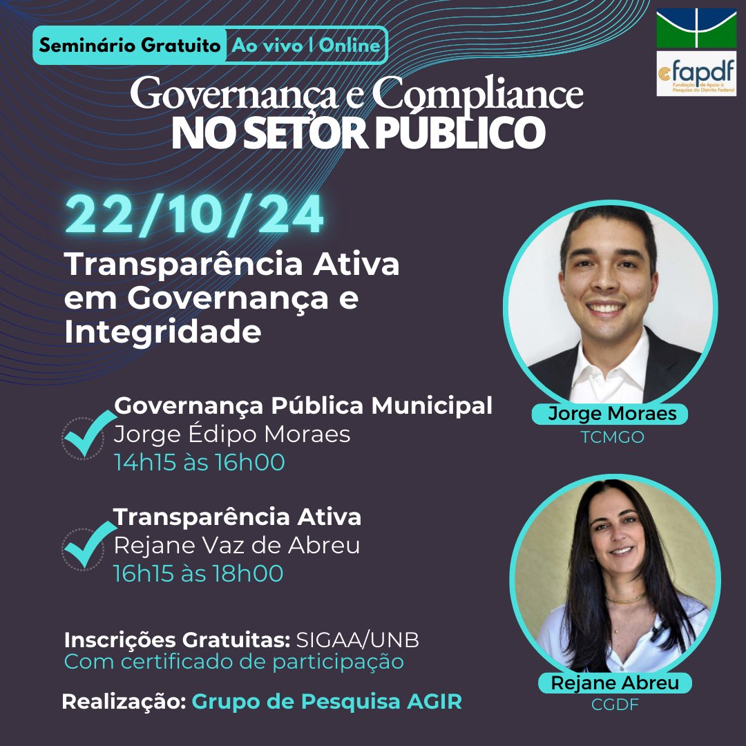 niltonos's tweet photo. ÚLTIMAS VAGAS!!!💻

Seminário de Governança e Compliance no Setor Público.
📑com certificado de participação.

Garanta a sua vaga!

Inscrições Gratuitas pelo link https://t.co/QwuO1cyT2X https://t.co/QyM8tCHONQ