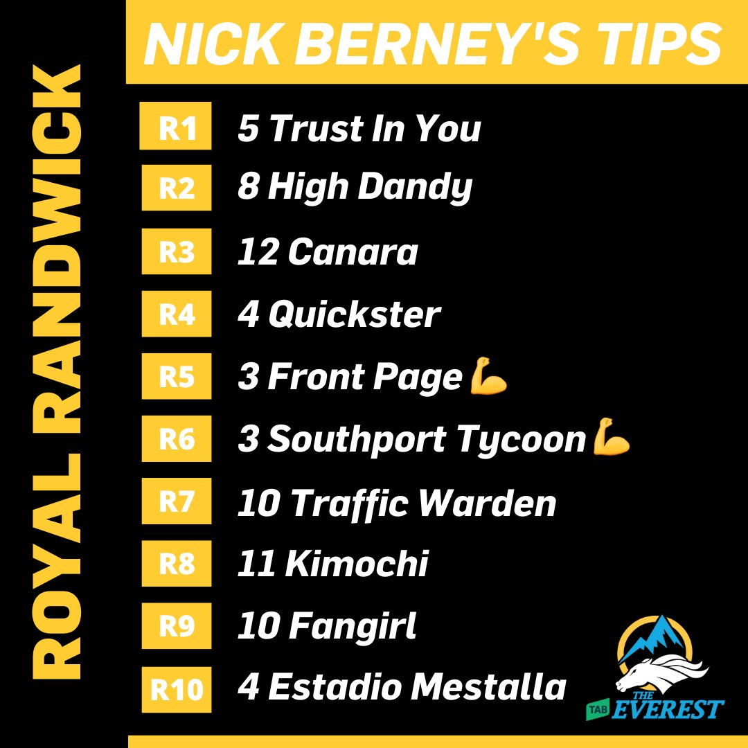 Tips from <a href="/nick_berney/">Nick Berney</a> for #TABEverest Day at Royal Randwick 👇