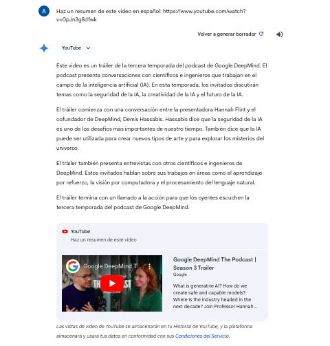 googleespanol's tweet image. 👀💡¿Te interesa un video de YouTube, pero no tienes tiempo para verlo entero o está en otro idioma? 

Copia y pega el enlace del video en el chat de Gemini y di: “haz un resumen de este video” en el idioma que lo necesites.

⏱️¡Te dará los puntos clave al instante!