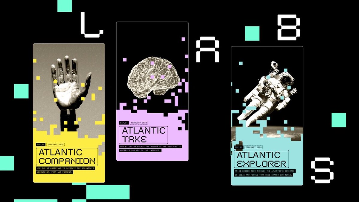 The Atlantic lance trois prototypes IA créés par sa nouvelle cellule R&amp;D. 

On y trouve notamment un chatbot basé sur toutes les archives du magazine, et une extension navigateur qui suggère des articles. 

(Le tout semble indisponible pour les internautes européens)