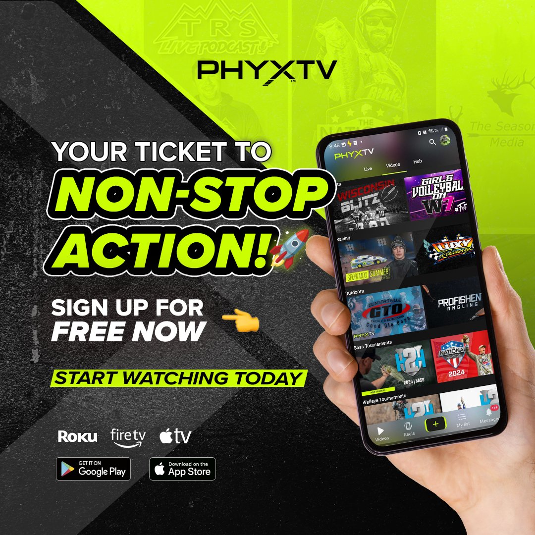 Your ticket to non-stop action is here!  Sign up for FREE on PHYXTV and start watching today! Don't miss out on the excitement!  

#PHYXTV #StreamNow #NonStopAction