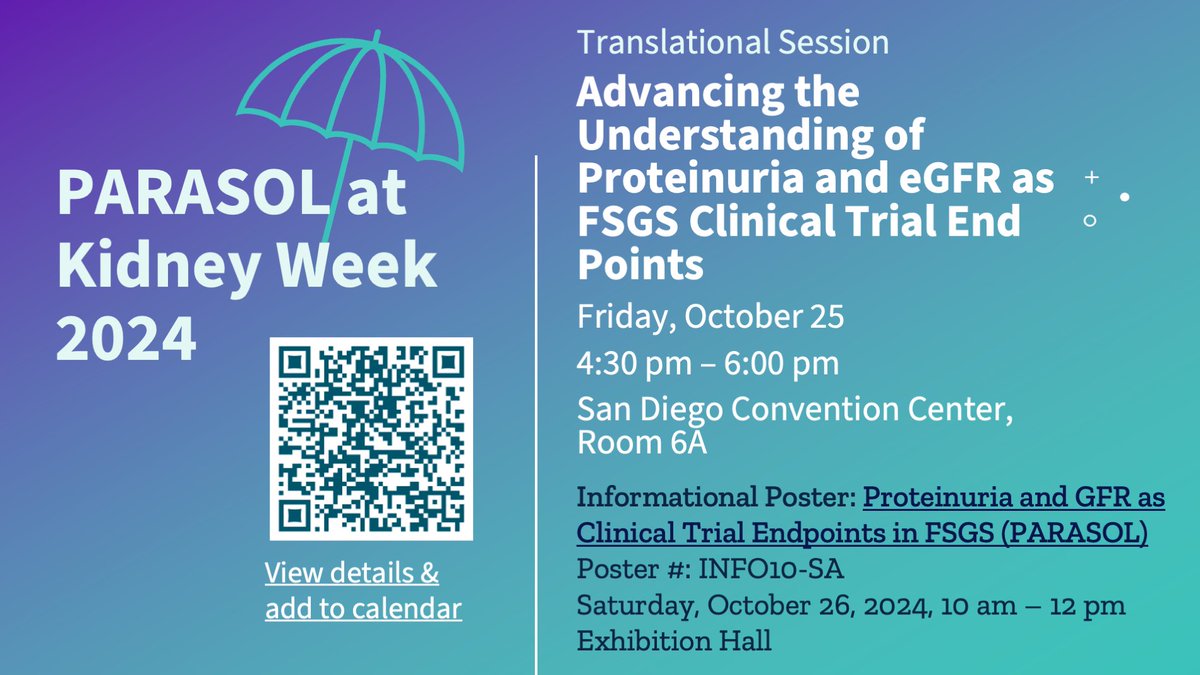 International Society of Glomerular Disease (@isgdtweets) on Twitter photo Missed the PARASOL Scientific Workshop? Learn about the findings on FSGS endpoints <a href="/ASNKidney/">American Society of Nephrology</a> #KidneyWk from <a href="/LauraMarianiMD/">Laura Mariani</a>, <a href="/DannyGale_1/">Prof Danny Gale</a>, Abigail Smith, Aliza Thompson, Josh Tarnoff and <a href="/NewKidneysOTB/">Christine B. Sethna, MD EdM</a>. Session Friday, poster Saturday eu1.hubs.ly/H0d6WtH0 Missed the PARASOL Scientific Workshop? Learn about the findings on FSGS endpoints <a href="/ASNKidney/">American Society of Nephrology</a> #KidneyWk from <a href="/LauraMarianiMD/">Laura Mariani</a>, <a href="/DannyGale_1/">Prof Danny Gale</a>, Abigail Smith, Aliza Thompson, Josh Tarnoff and <a href="/NewKidneysOTB/">Christine B. Sethna, MD EdM</a>. Session Friday, poster Saturday eu1.hubs.ly/H0d6WtH0