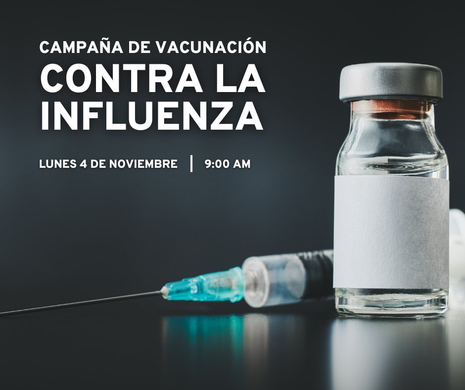 ¡Vacúnate! 

Asiste a nuestra campaña de vacunación contra la influenza, te esperamos este lunes 4 de Noviembre a partir de las 9 de la mañana en el edificio redondo de nuestra Facultad.

#SoyFCQ