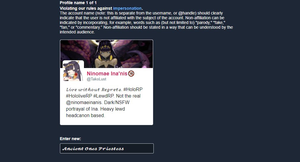 TakoLust's tweet photo. //So.... I got banned because I posted that one Seductive Sunday image for "Hate speech". I regain this account and...

Despite the fact a lot of VTuber RP accounts have the same stuff, I get singled out. Unless it was automatic or someone doesn't know RPing. Okay. https://t.co/6s4AnHBqKc
