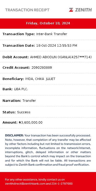 BitcoinInvst's tweet photo. @ZenithBank Hello. I made a transfer from my zenith bank to UBA  and up till now the receiving bank has not been credited. I have attached the receipt. Treat urgently https://t.co/AMVdeqF07k