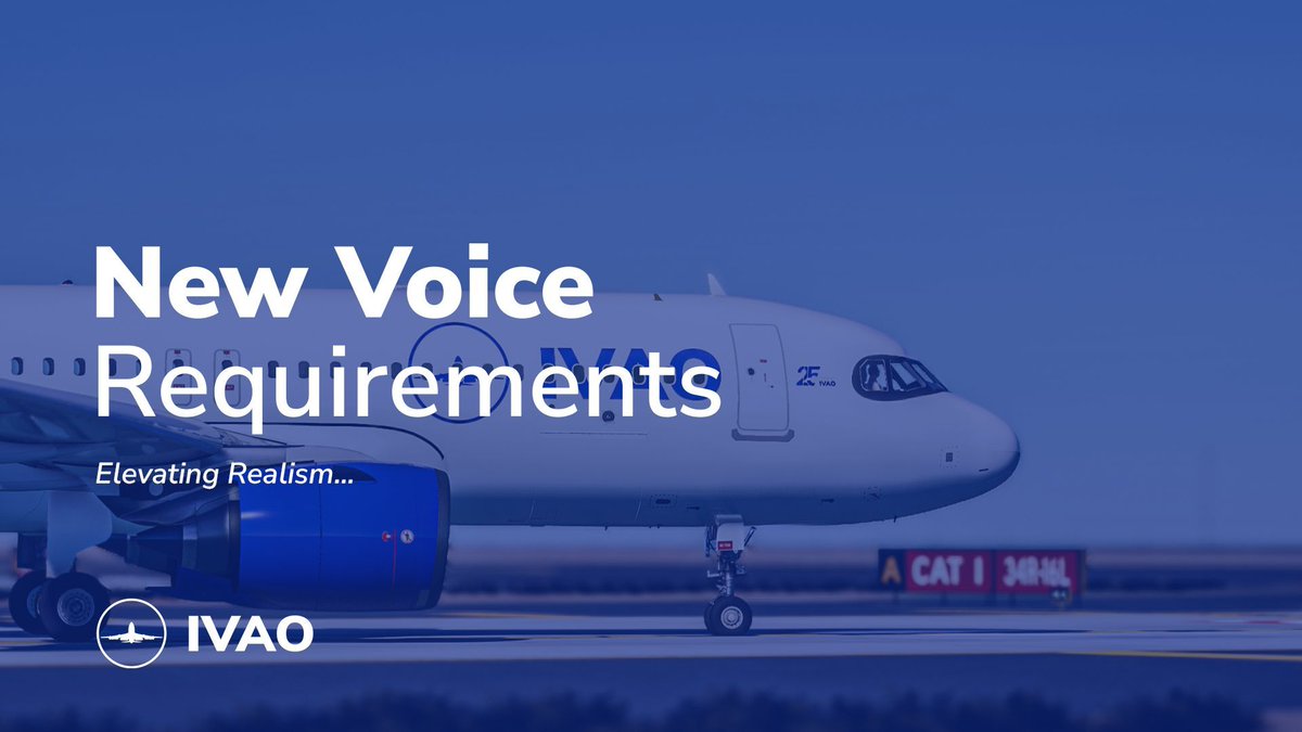 ivaoaero's tweet photo. π IVAO Network - Voice Requirement Regulation Update
ποΈ Effective 1st Dec 2024
We've updated our voice requirements. Controllers must send/receive voice, while pilots must at least receive voice. π«
Learn more: https://t.co/5MUoZ9HqSU
#IVAO #VoiceUpdate #AviationForAll https://t.co/2I9YwBvqk2
