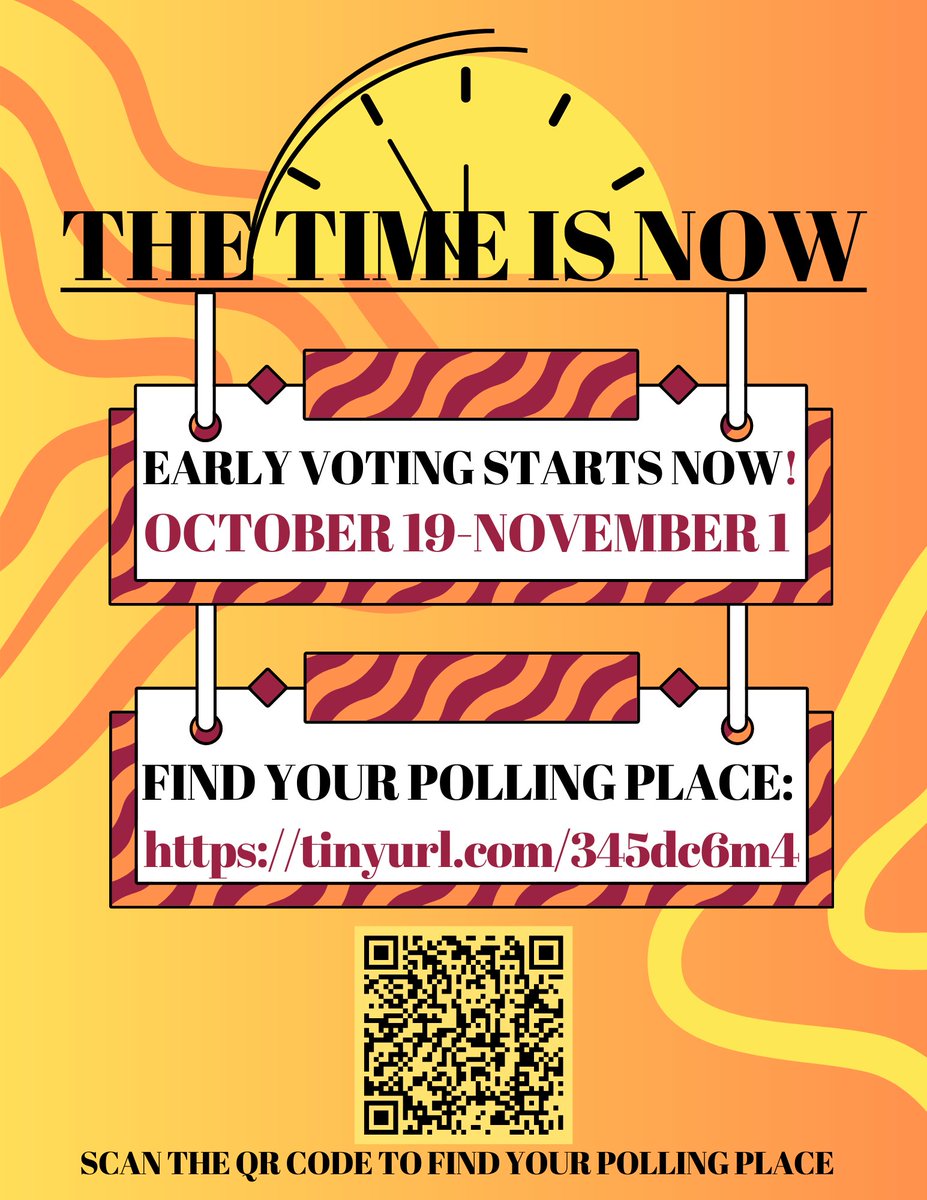 NASWNV's tweet photo. 🗓️ Early Voting Starts TODAY October 19 and runs until November 1

📍 Find your polling place here: https://t.co/muQ1GN3tta

Scan the QR code to get all the details!  Let’s do this! https://t.co/BktjqYJVR0